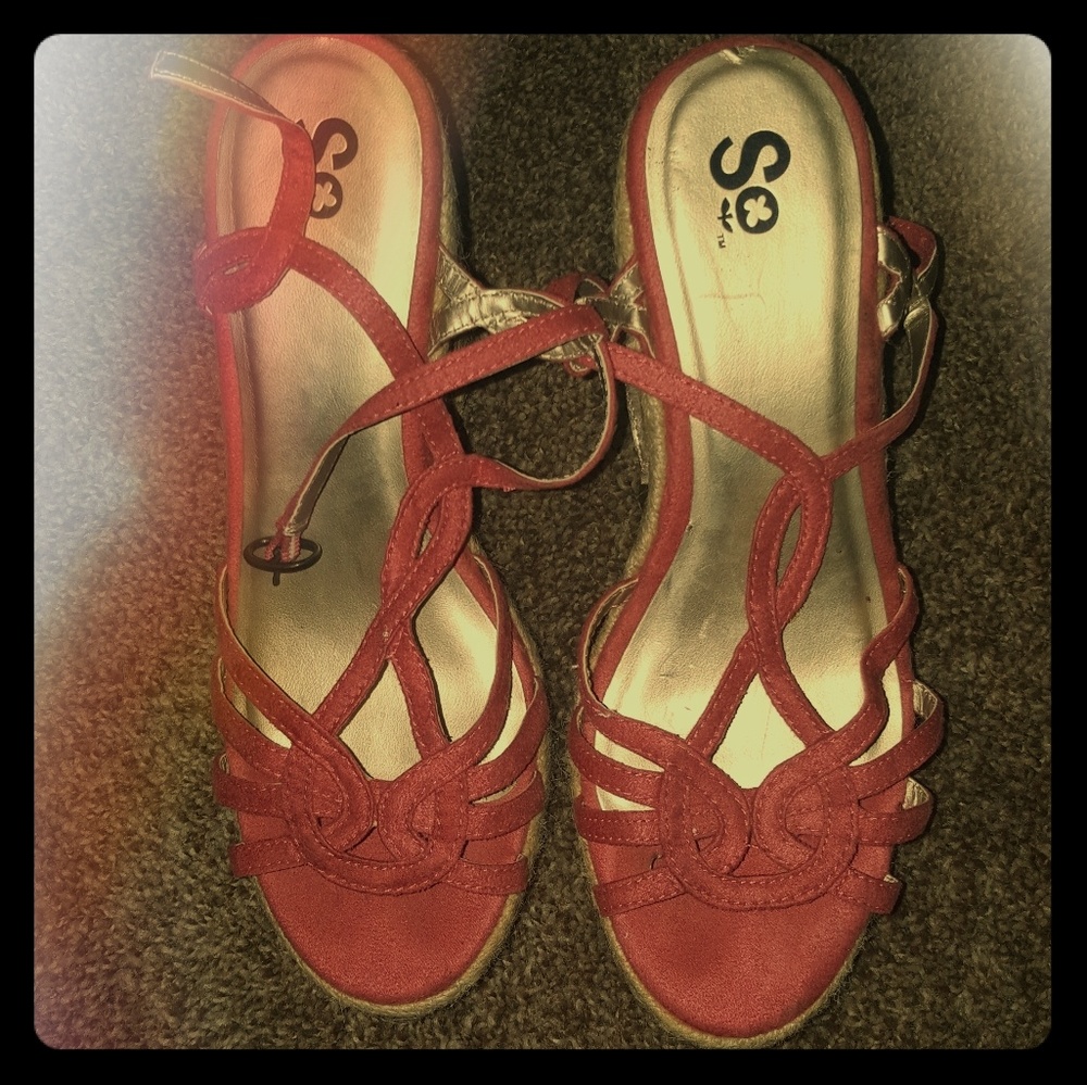 Coral strapped heels