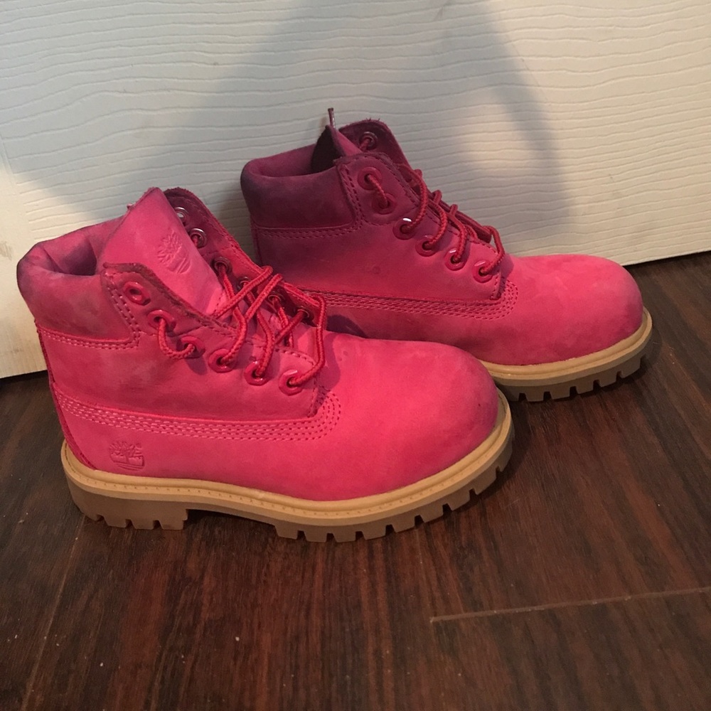 Pink kids Timberland boots