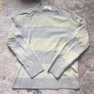 Grey/yellow J. Crew mens lambswool crewcut sweater