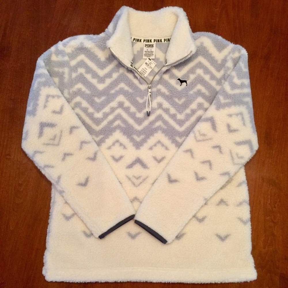 Vs pink limited edition quarter zip sherpa sweater