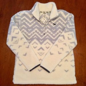 Vs pink limited edition quarter zip sherpa sweater