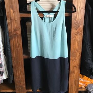 Loft teal and navy pocket dress