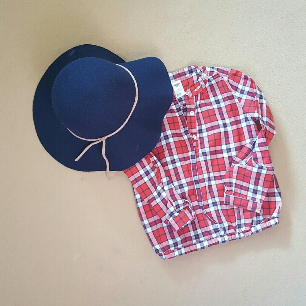 Red plaid Girls Top