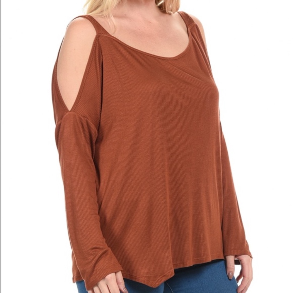 Rust Cold Shoulder Top! - Picture 2 of 4