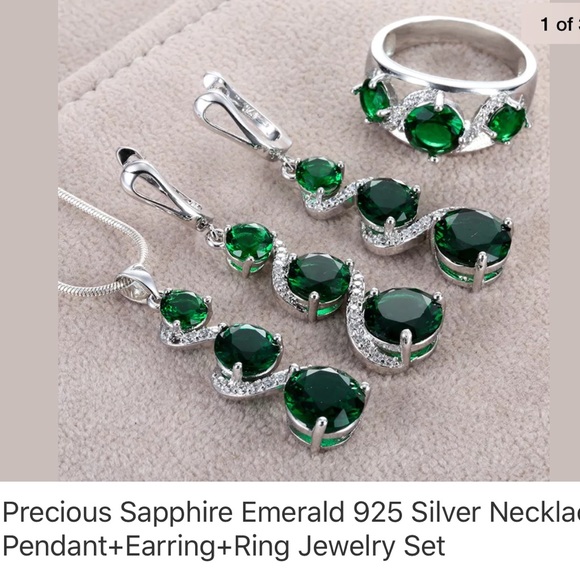 ⬇️ Brand new emerald green sapphire jewelry set - Picture 2 of 2