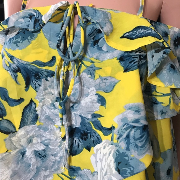 Japna Yellow Floral Off Shoulder Top New Medium - Picture 2 of 8