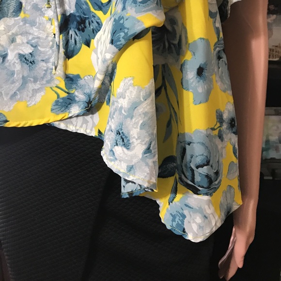 Japna Yellow Floral Off Shoulder Top New Medium - Picture 4 of 8