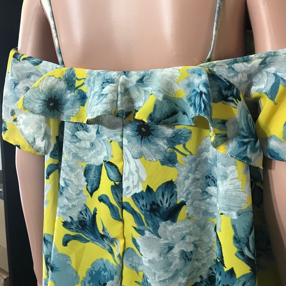Japna Yellow Floral Off Shoulder Top New Medium - Picture 6 of 8