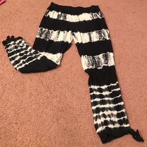 black and white tie dye pants