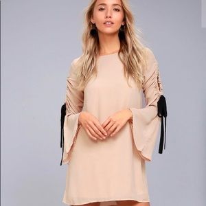 Lulus Cherish Beige Long Sleeve Dress