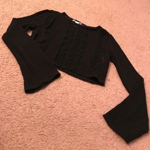 crop top, long sleeve shirt