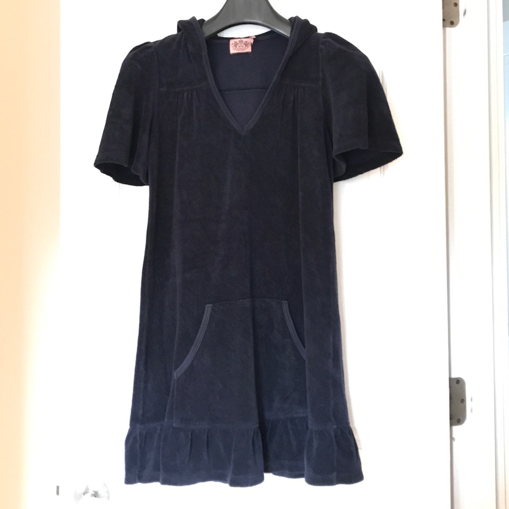 Juicy Couture Navy Terrycloth Hooded Swim Cover