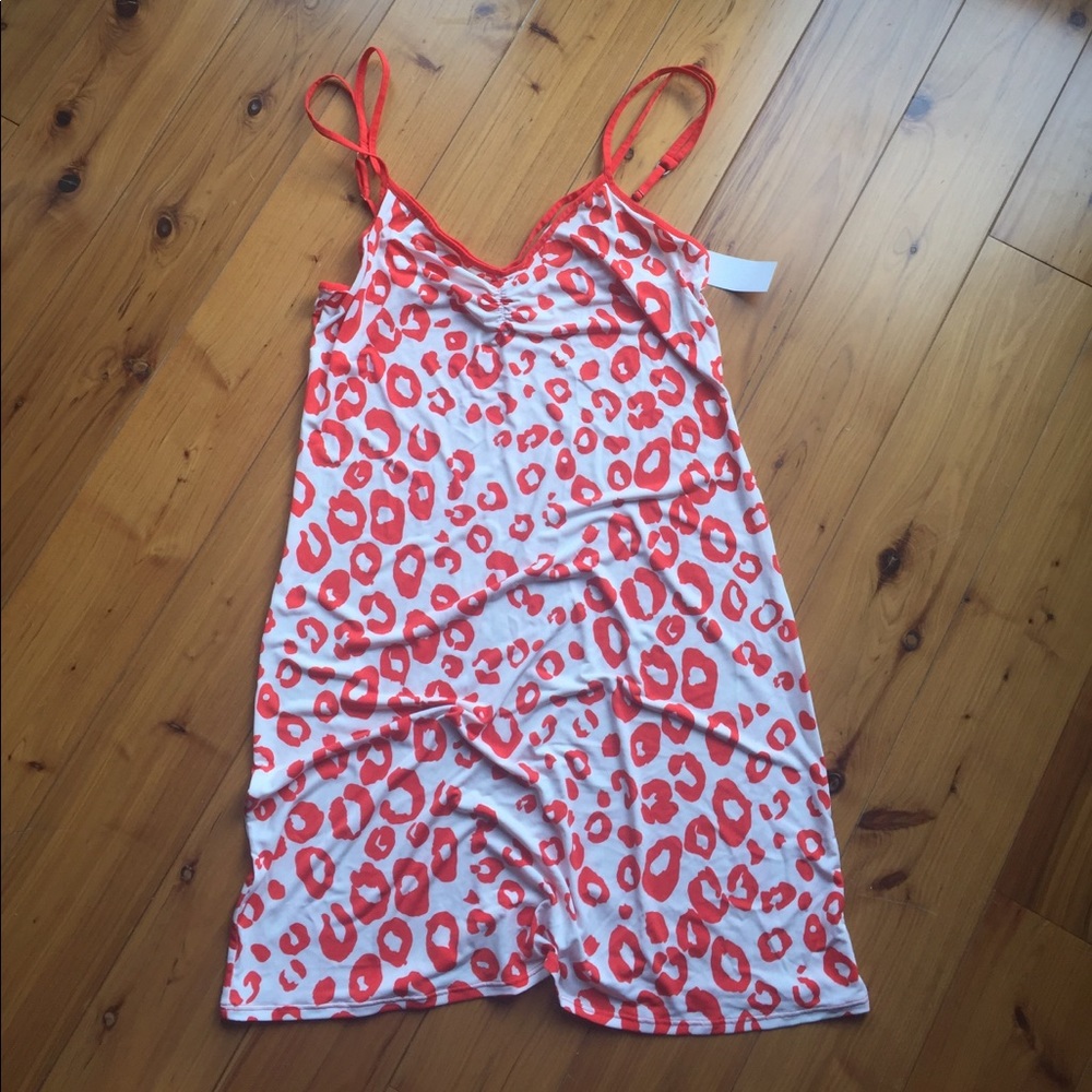 Red and white patterned nightgown