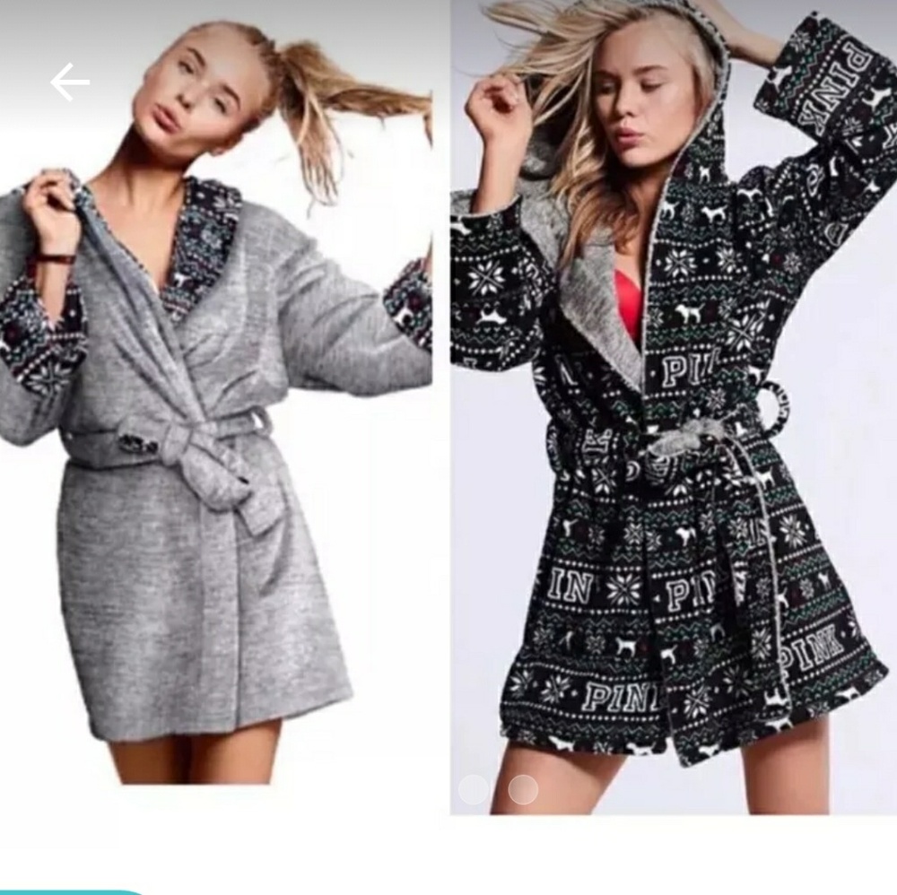 New Vs PINK reversible holiday fleece robe