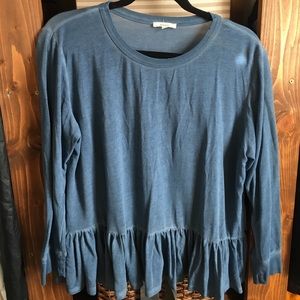 Cute long sleeve blue peplum top