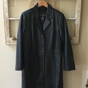 Women's Full length lined leather coat