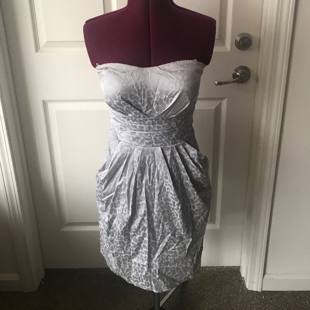 Silver strapless dress