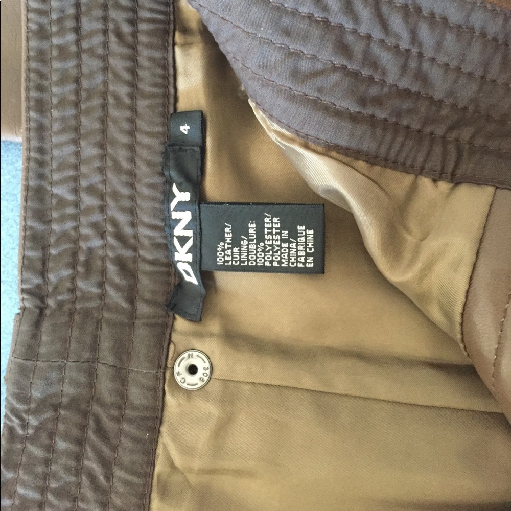 DKNY soft brown leather pants. Size 4 like NEW.