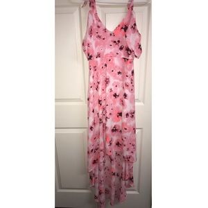 Express pink floral hi-lo dress