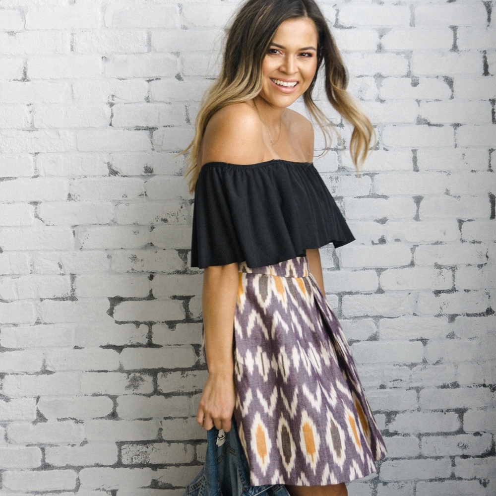 S.I.C. Couture Ikat Knee Length Skirt