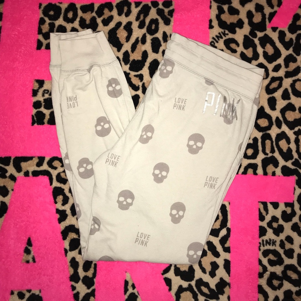 RARE VS Pink Collegiate Skull 💀 Jogger Pants M