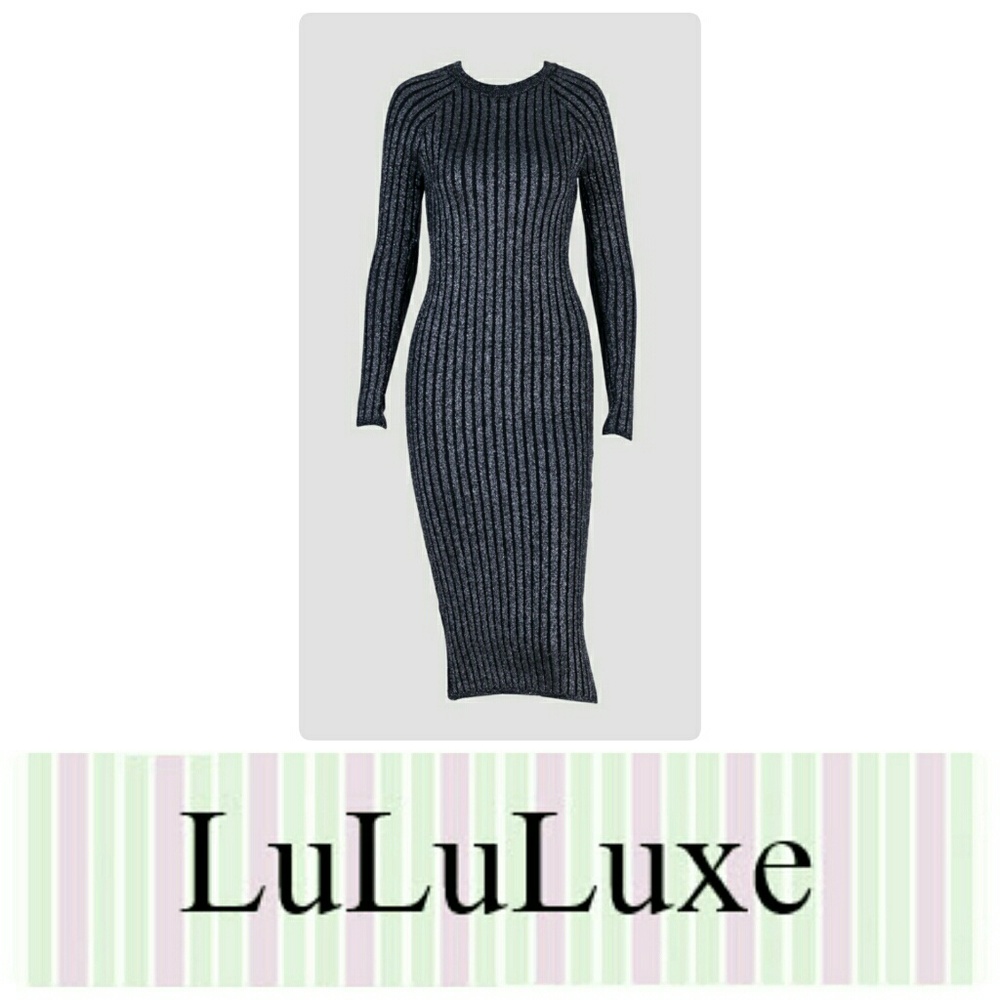 Metallic black knit dress ~ NEW ~