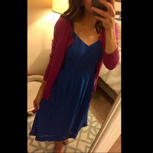 Blue Midi Dress with Lace Details. Size S.