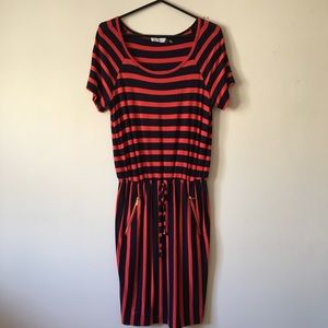 Calvin Klein Contrast-Stripe Drop-Waist Dress
