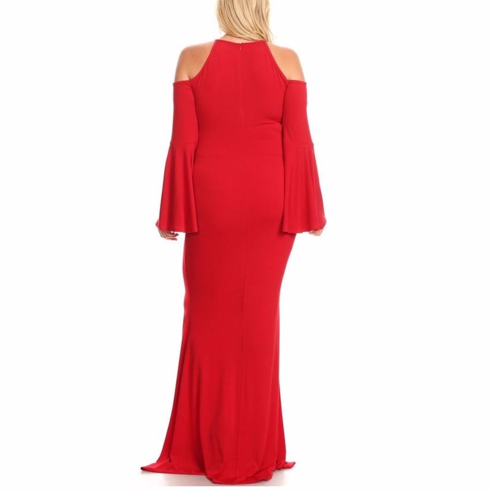 SALE Cold Shoulder Bell Sleeve Mermaid Maxi Dress - Picture 5 of 5