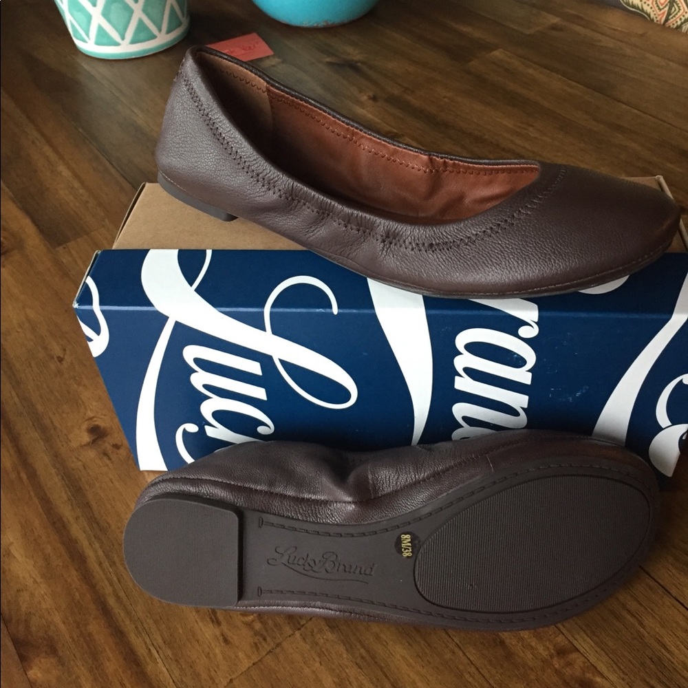 BRAND NEW dark brown leather flats