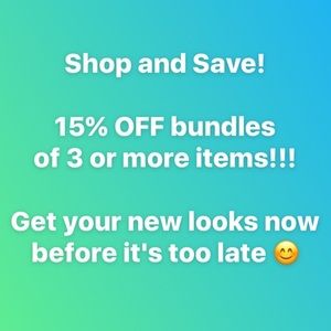 15% off bundles of 3 or more items!!!