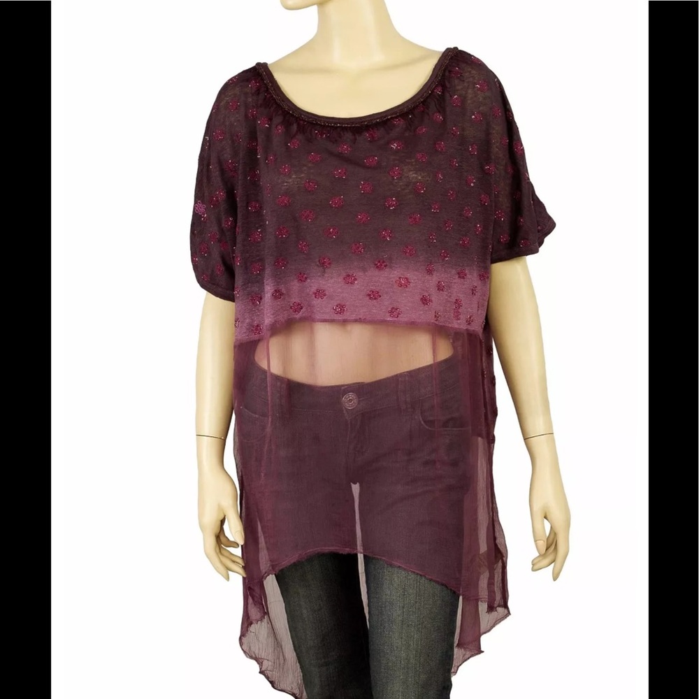 Free People Gorgeous Beaded Shear Tunic Blouse!  S