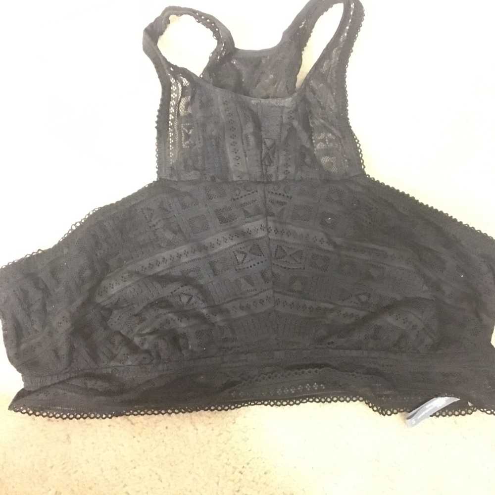Black lace high neck bralette