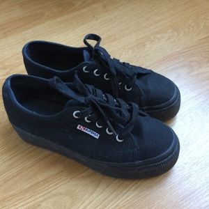 Superga 2790 Full Black Platform Shoes