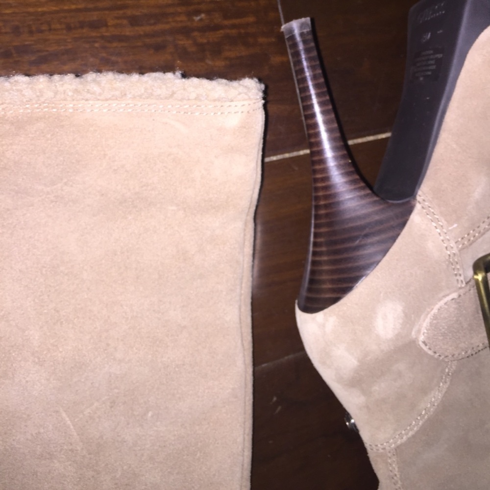 Taupe New Heel Boots - Picture 3 of 8