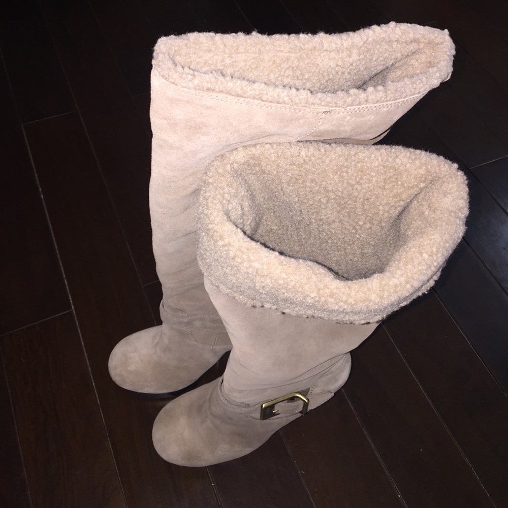 Taupe New Heel Boots - Picture 6 of 8