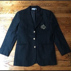 Vintage Christian Dior charcoal embroidered blazer