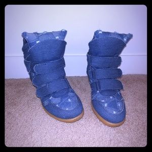 Denim Wedge Sneekers Isabell Marant Inspired