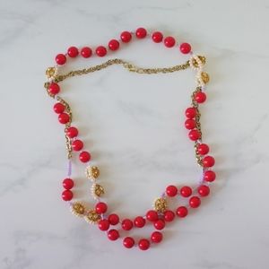 vintage necklace | vintage pink beaded necklace
