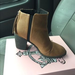 Brown ankle heel boots