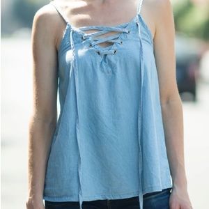 Mimi Chica Tie Up Denim Tank Top