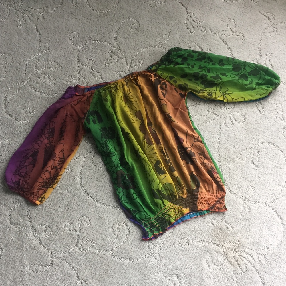 TOGETHER sheer rainbow top
