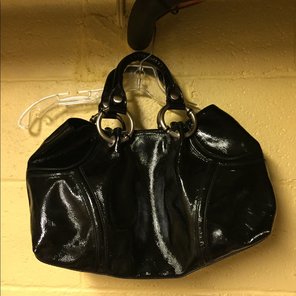 Kenneth Cole black patent leather handbag