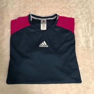 Adidas blue/fusia climacool knit tee.