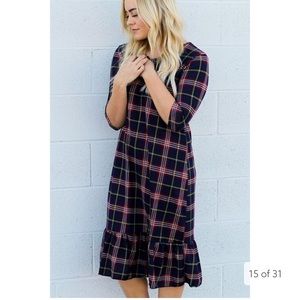 Boutique plaid swing dress