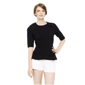 CLUB MONACO Peplum Selma Top in Black Crepe | XS