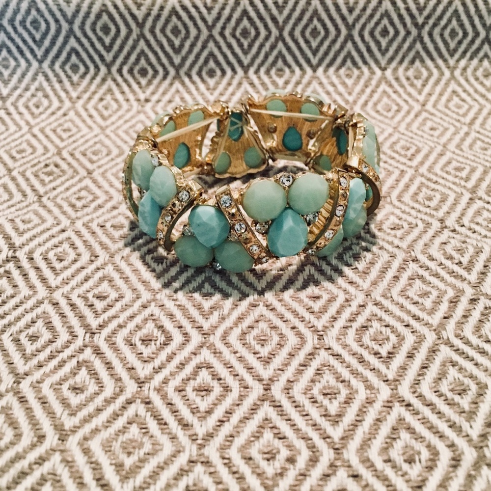 Turquoise blue and gold bracelet