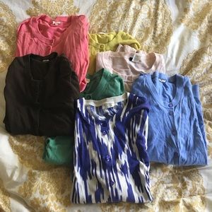 6 JCrew Cardigans (not the light pink one)
