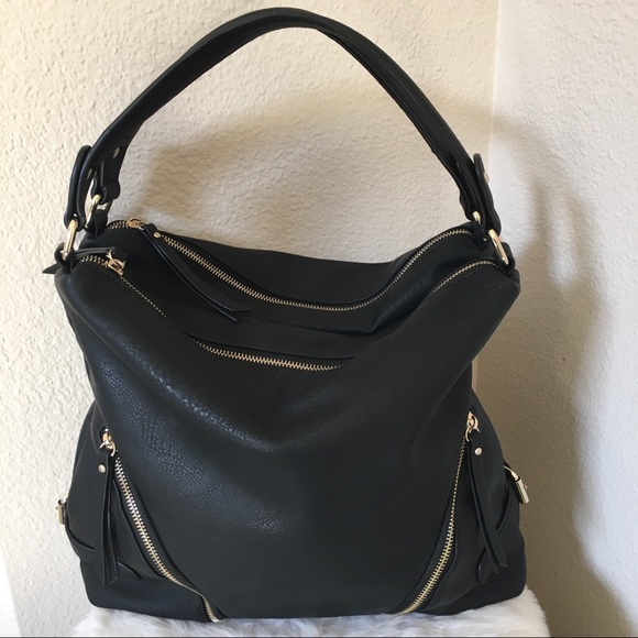 Sondra Roberts Handbags - Sondra Roberts Pebble Grain Zip Hobo Satchel Bag