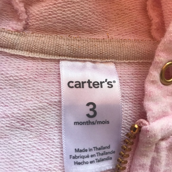 Girl’s Pink Hoodie. Carter’s 3 mts - Picture 3 of 5
